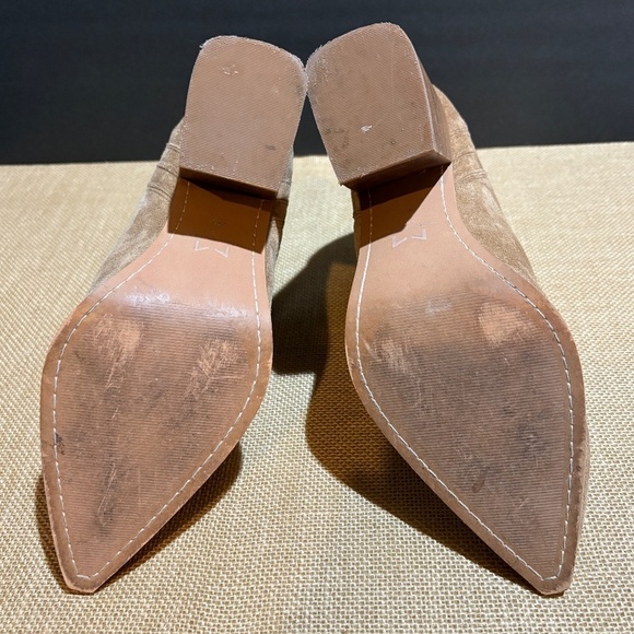 Marc Fisher Alva Women Taupe Suede Pointy Toe Ankle Block Heel Booties Sz 10M - Picture 8 of 13